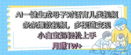 AI一键生成母子对话育儿类视频,条条爆款视频,多渠道变现,小白宝妈轻松上手,月入1W+插图 AI一键生成母子对话育儿类视频,条条爆款视频,多渠道变现,小白宝妈轻松上手,月入1W+