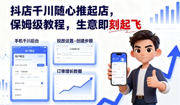 抖店千川随心推起店,保姆级教程,生意即刻起飞插图 抖店千川随心推起店,保姆级教程,生意即刻起飞