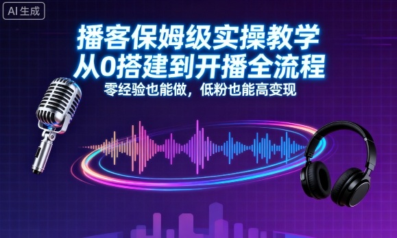 播客保姆级实操教学,从0搭建到开播全流程,零经验也能做,低粉也能高变现插图 播客保姆级实操教学,从0搭建到开播全流程,零经验也能做,低粉也能高变现
