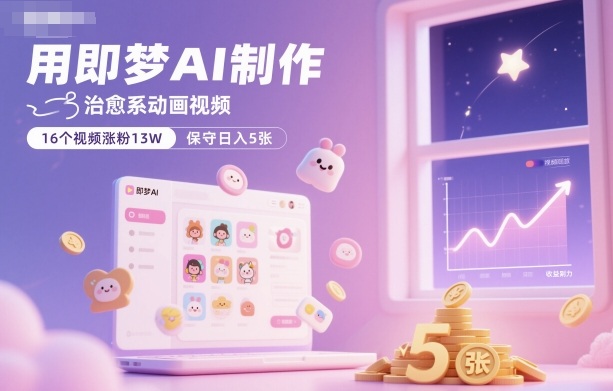 用即梦AI制作治愈系动画视频,16个视频涨粉13W,保守日入5张插图 用即梦AI制作治愈系动画视频,16个视频涨粉13W,保守日入5张