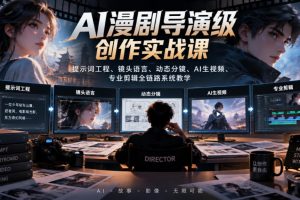 AI漫剧导演级创作实战课｜提示词工程、镜头语言、动态分镜、AI生视频、专业剪辑全链路系统教学