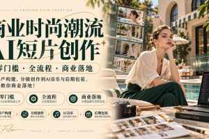 商业时尚潮流AI短片创作｜零门槛全流程商业落地，从资产构建、分镜创作到AI音乐与后期包装，直接教你商业落地！